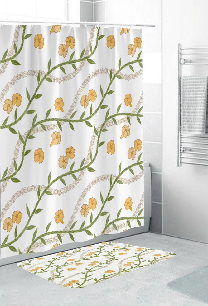 Shower curtain + Bath mat- Pikake Maile
