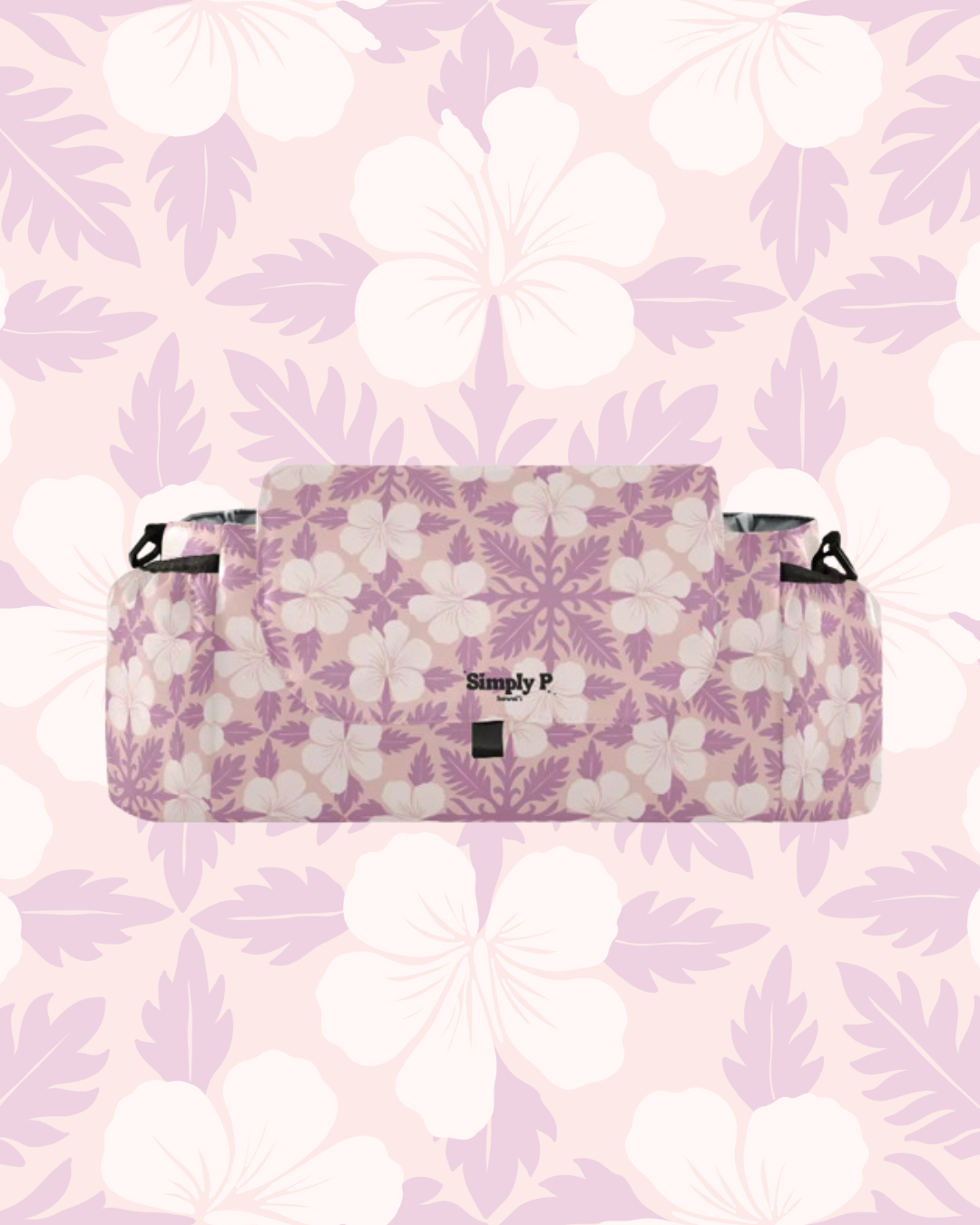 Stroller Caddy- Pink Hibiscus