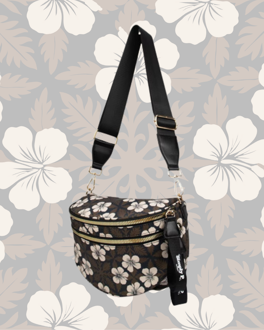 Belt bag- Brown Hibiscus