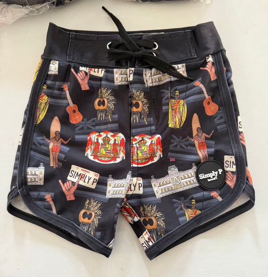 Keiki swim shorts- Hawaiian Roots
