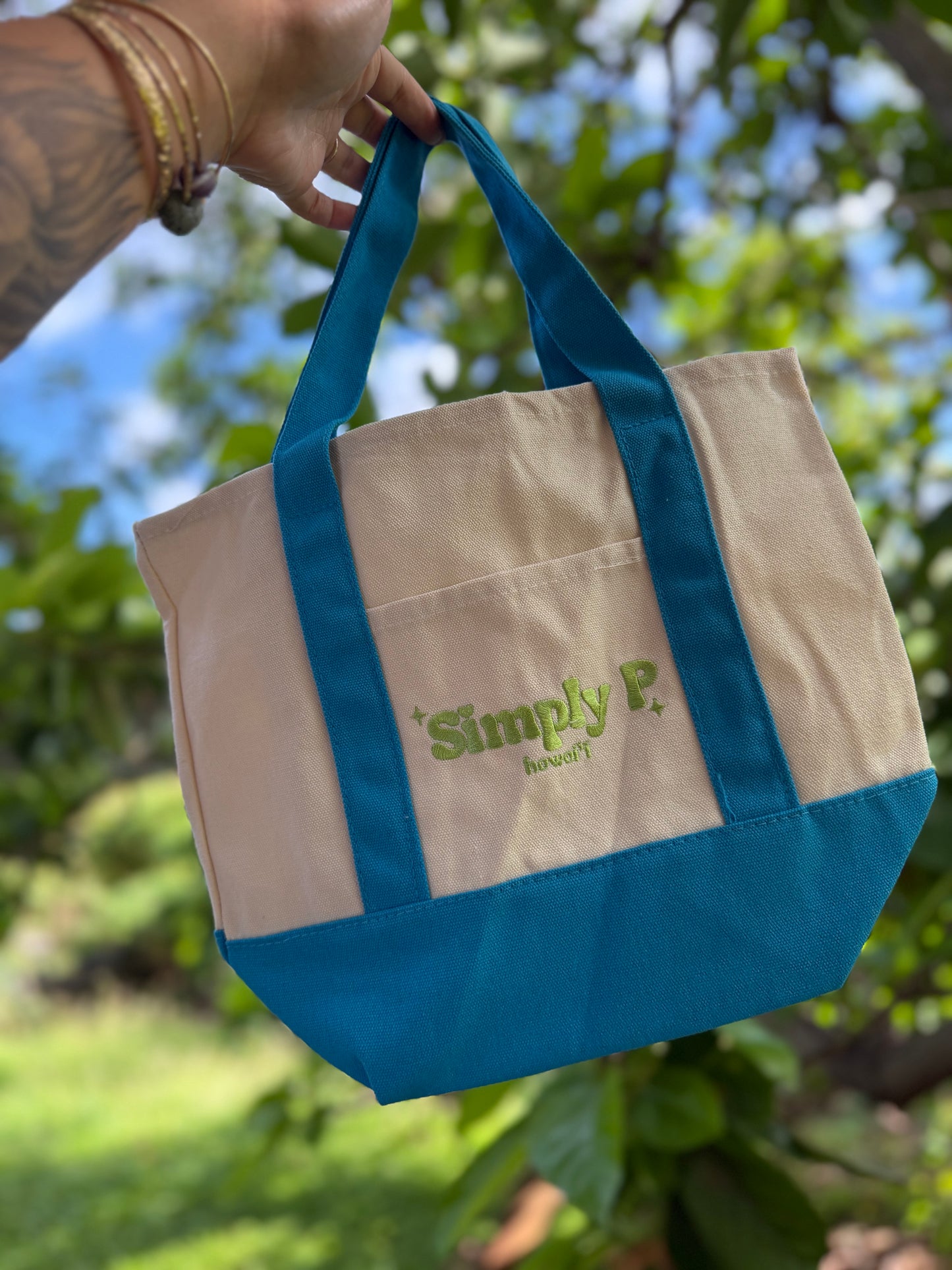 mini Canvas tote- Blue