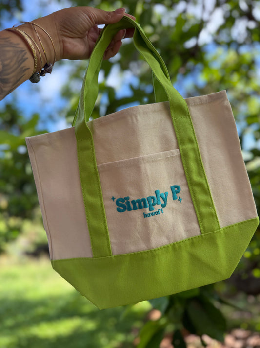 mini Canvas tote- lime Green