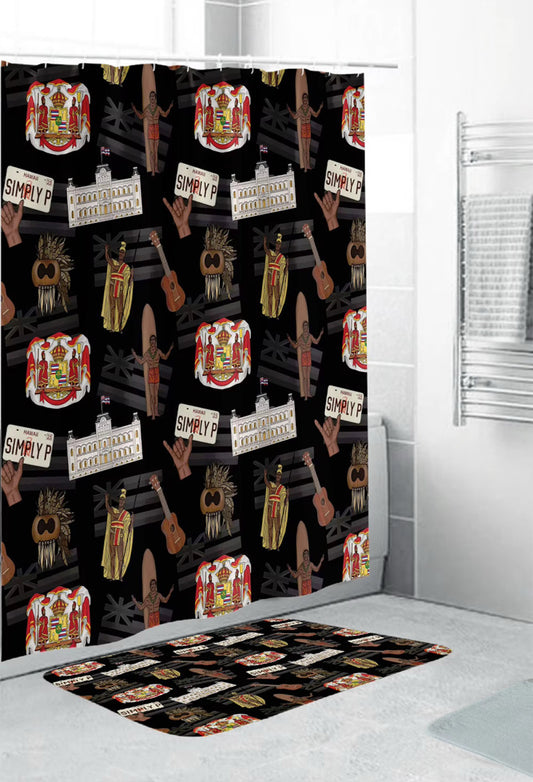 Shower curtain + Bath mat- Hawaiian roots