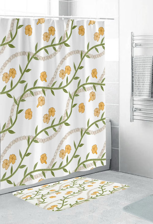 Shower curtain + Bath mat- Pikake Maile