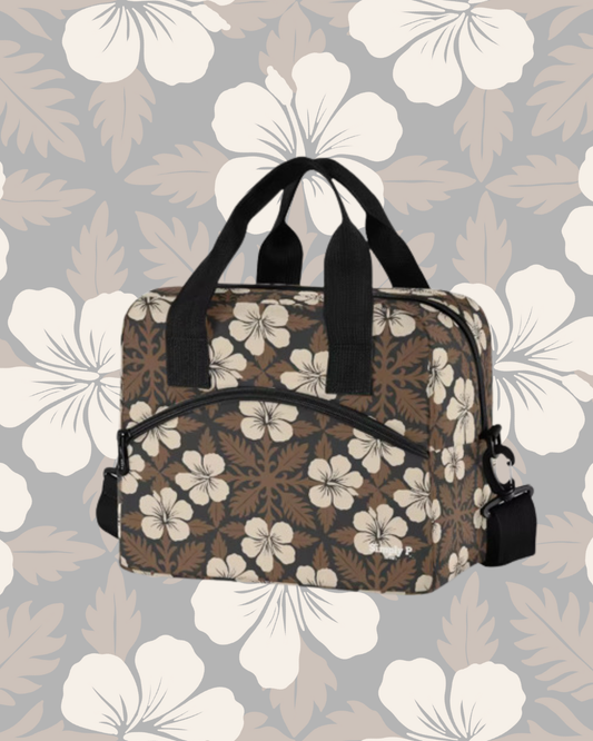 Lunch bag- Brown hibiscus