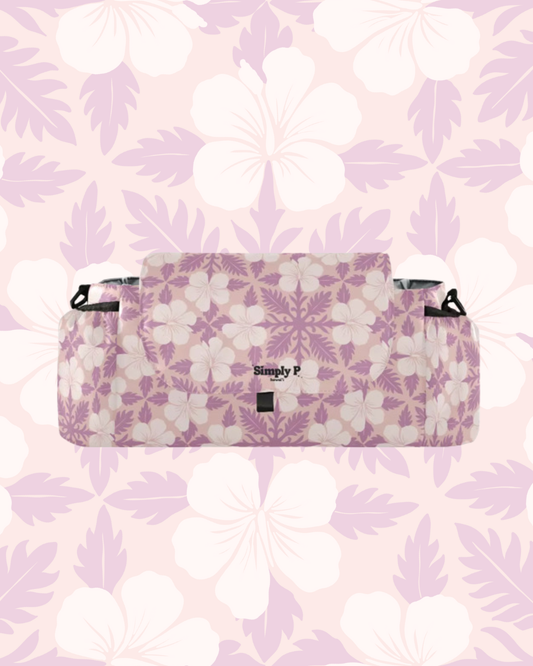 Stroller Caddy- Pink Hibiscus