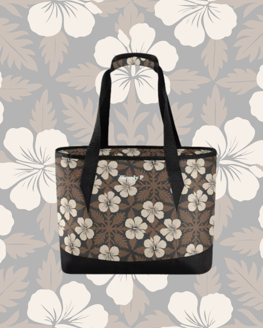 Cooler bag- Brown Hibiscus